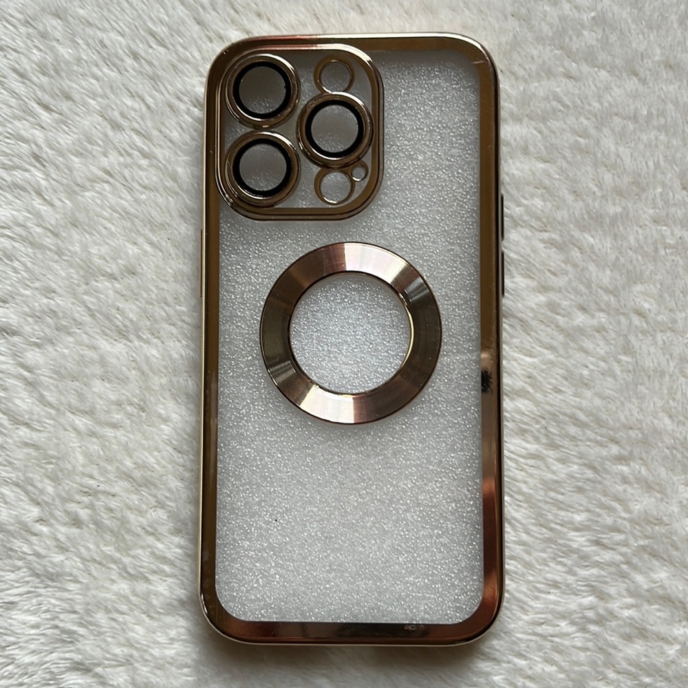 Luxury Gold Compatible iPhone 13 Pro Case WCamera Lens Protector & Logo View